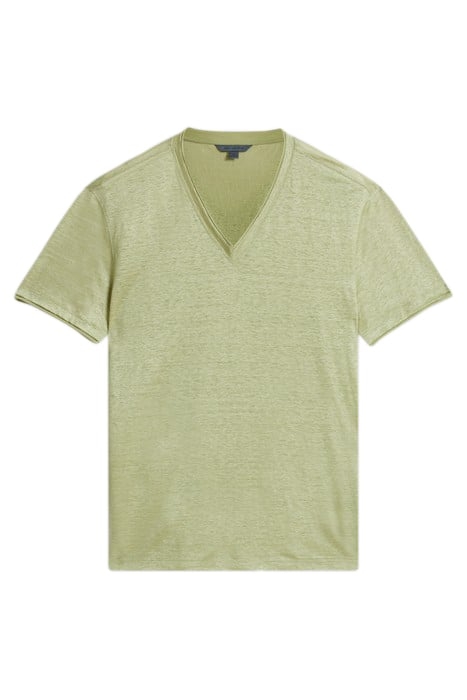 WOOSTER SLIM FIT SS LINEN V-NECK PISTACHIO 2
