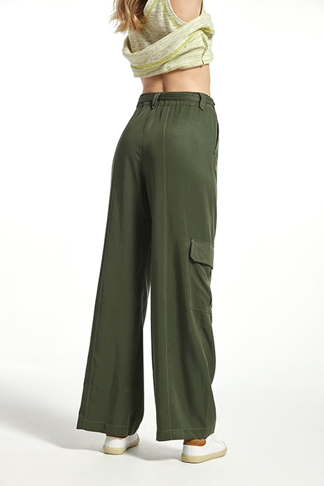 LYOCELL PALAU TROUSERS KAKI STITCHES CAMEL 2