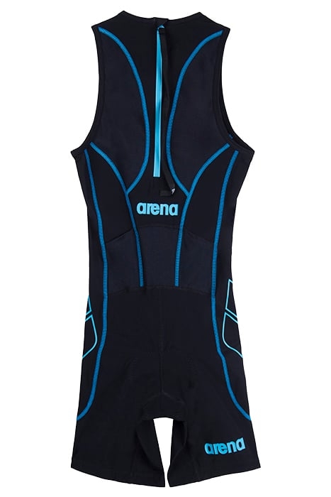W TRISUIT ST REAR ZIP BLACK-TURQUOISE 2