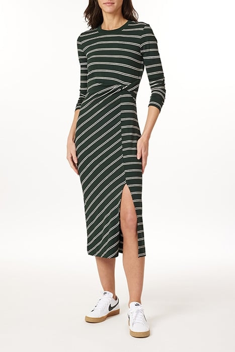 LS KNIT DRESS SCARAB/BLACK/WHITE STRIPE 1