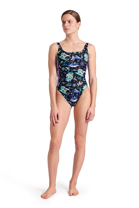 WOMEN'S ARENA FUN PLANET SWIMSUIT U BACK BLACK MULTI 3