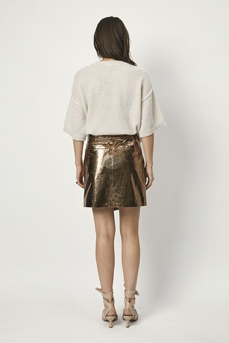 MEADOW METALIC LEATHER SKIRT BLUSHING BEIGE 2