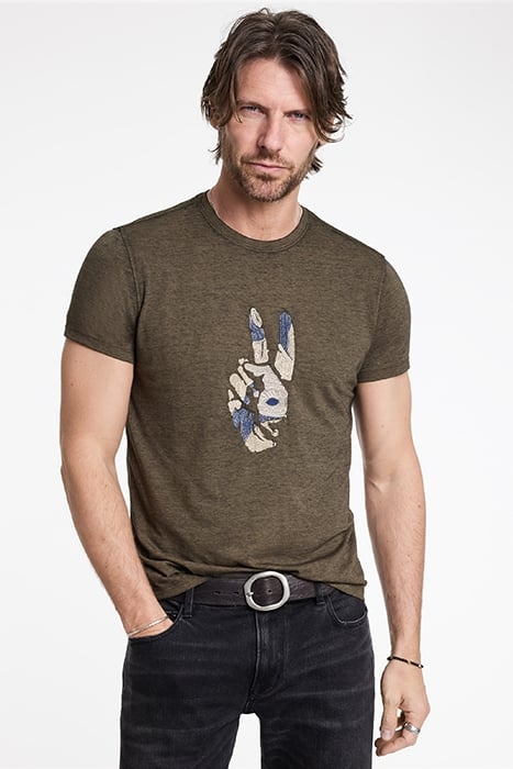 SS CREW TEE - PEACE EMBROIDERY OLIVE 1