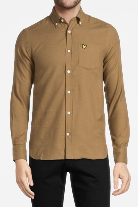 PLAIN FLANNEL SHIRT LINDEN KHAKI 1