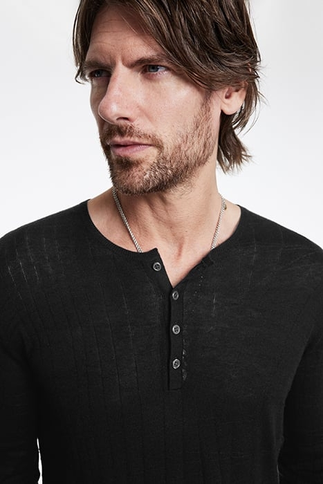 IVORA REGULAR FIT HENLEY WITH GRID STITC BLACK 3