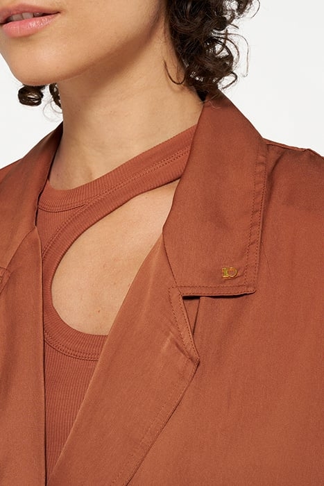 DOUBLE BREASTED SATIN BLAZER SADDLE BROWN 7
