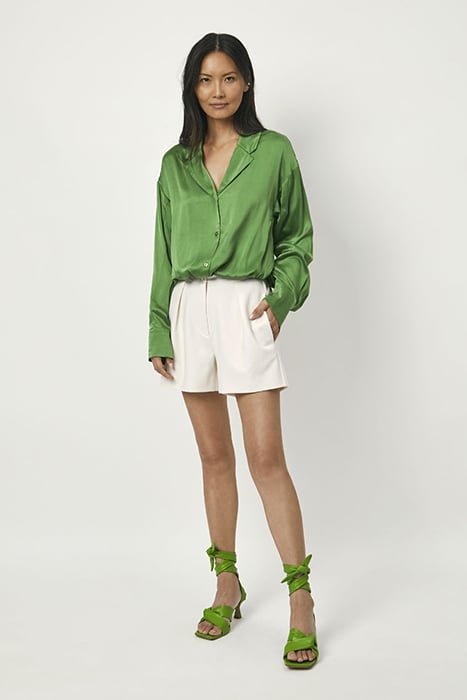 EMERY SILK MIXED BLOUSE BASIL GREEN 1