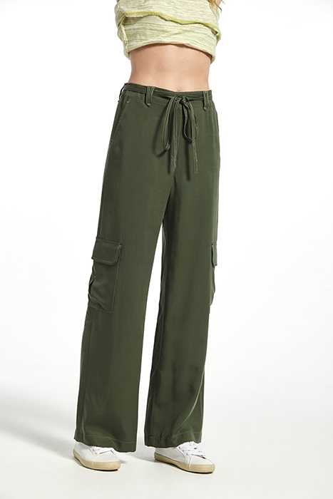 LYOCELL PALAU TROUSERS KAKI STITCHES CAMEL 1