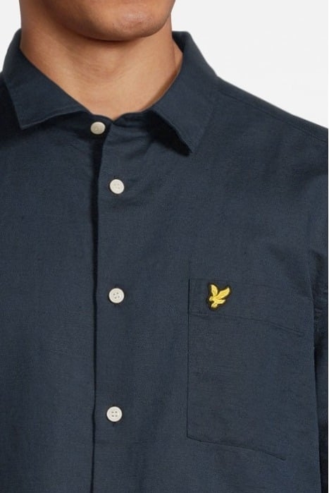 COTTON LINEN SHORT SLEEVE SHIRT DARK NAVY 4