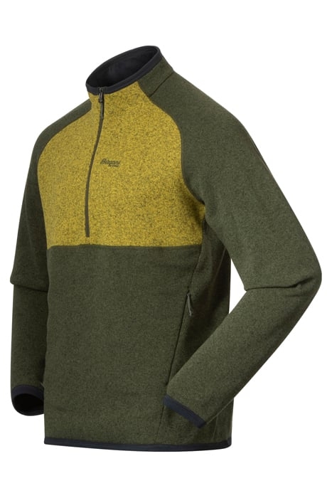 KAMPHAUG KNITTED HALF ZIP DARK OLIVE GREEN/LIGHT OLIVE GREEN 3