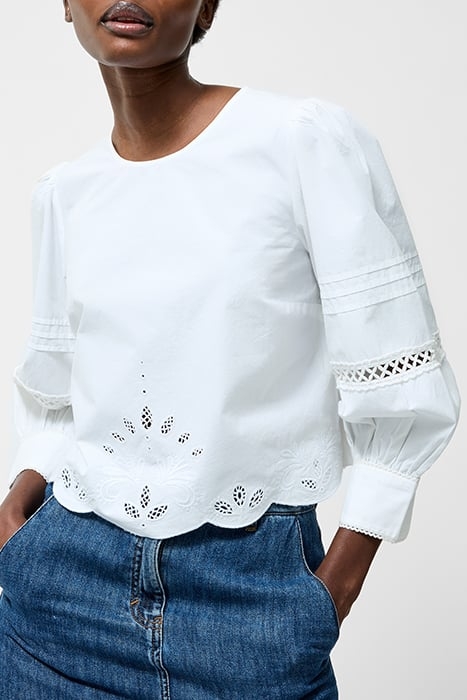 BRODERIE BORDER TOP SZ18 LINEN WHITE 1