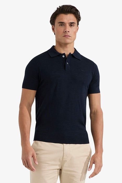 FINE MERINO POLO NAVY 1