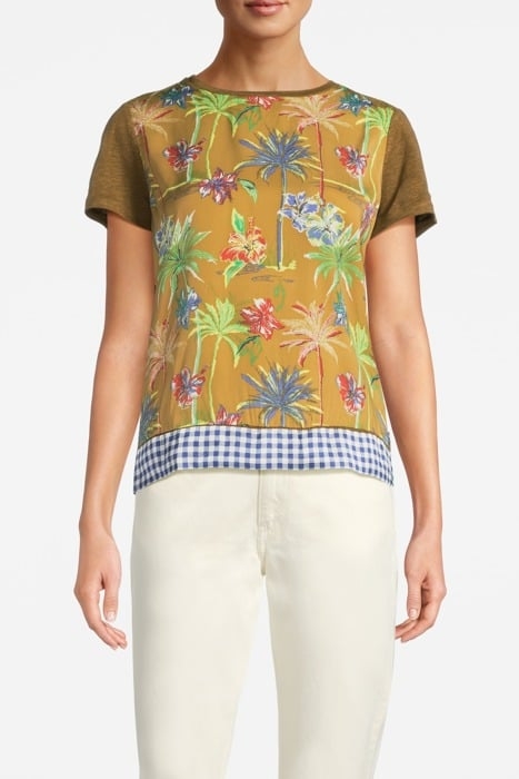 MIXED PRINT TEE WITH WOVEN FRONTPANEL COMBO T 1