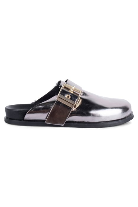 VENUS SHEARLING MULE MIRROR SILVER 1