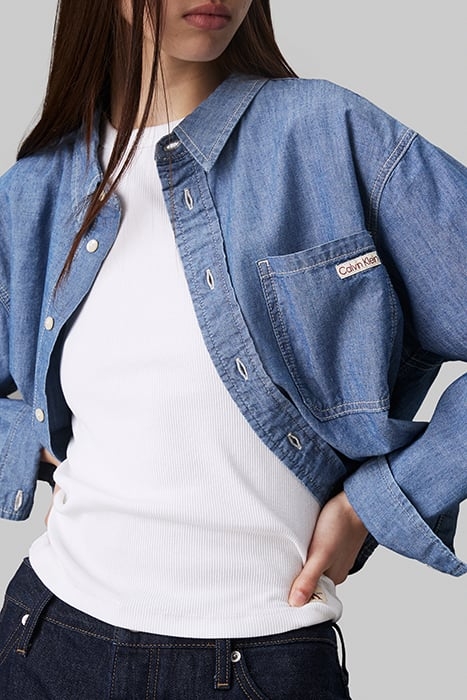 CROPPED DAD DENIM SHIRT DENIM MEDIUM 5