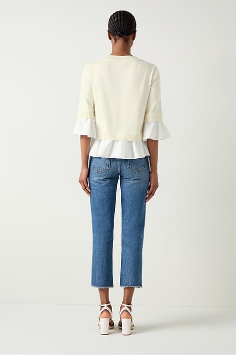 MAISIE POPLIN KNITTED SWEATER IVORY 3