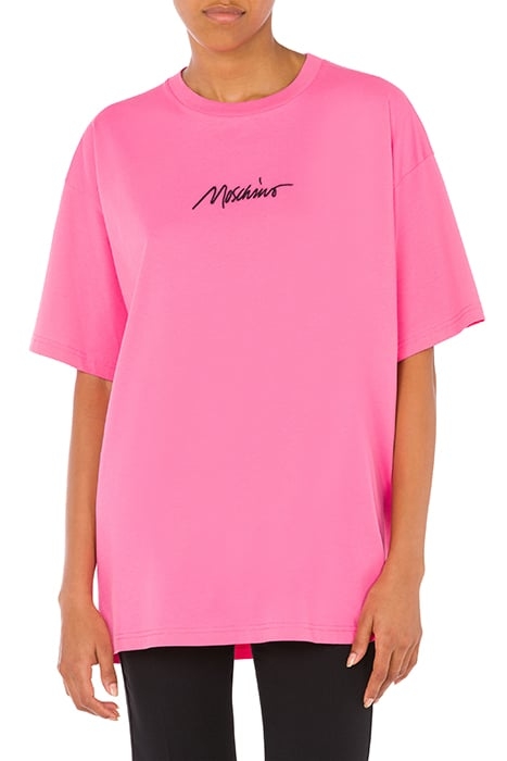 ORGANIC JERSEY T-SHIRT LOGO EMBROIDERY PINK 1