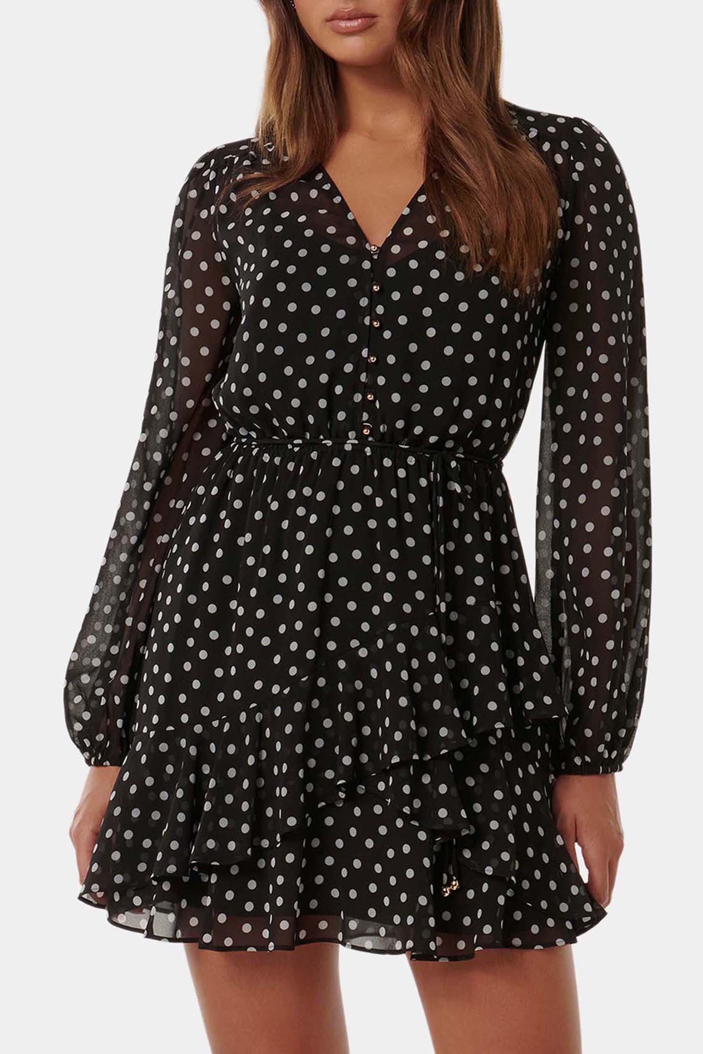 ESRA BUTTON FRONT MINI DRESS BLACK SAVONA SPOT 1