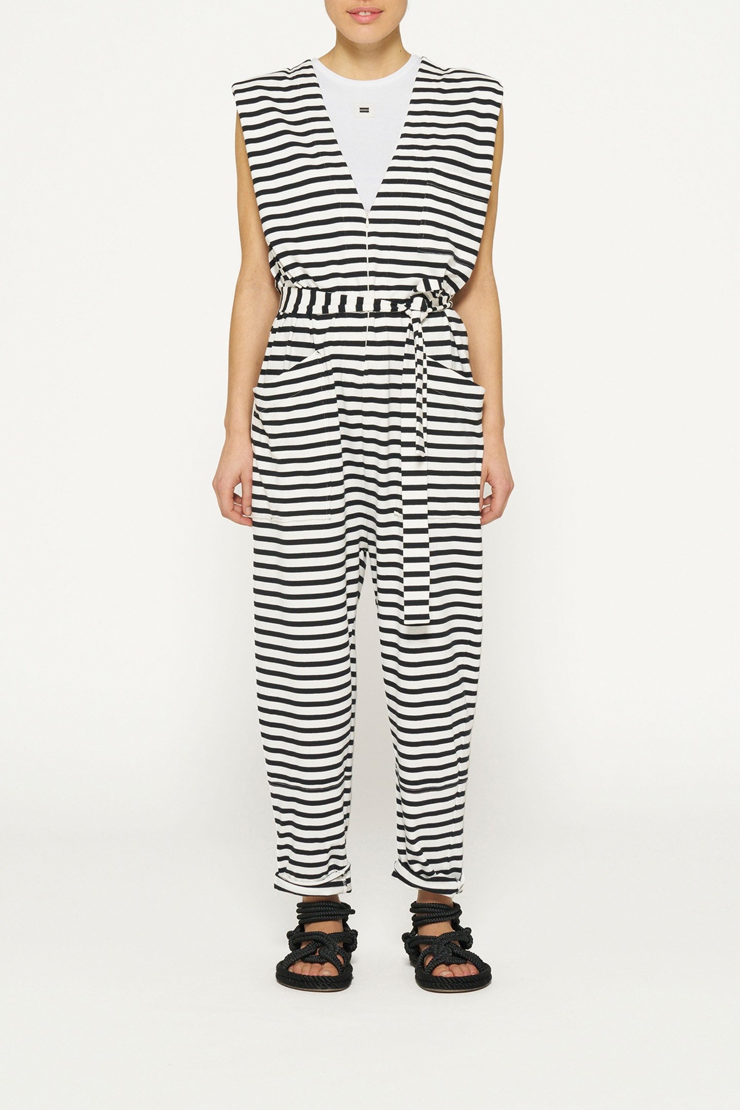 PROUD JUMPSUIT STRIPES ECRU/BLACK 1