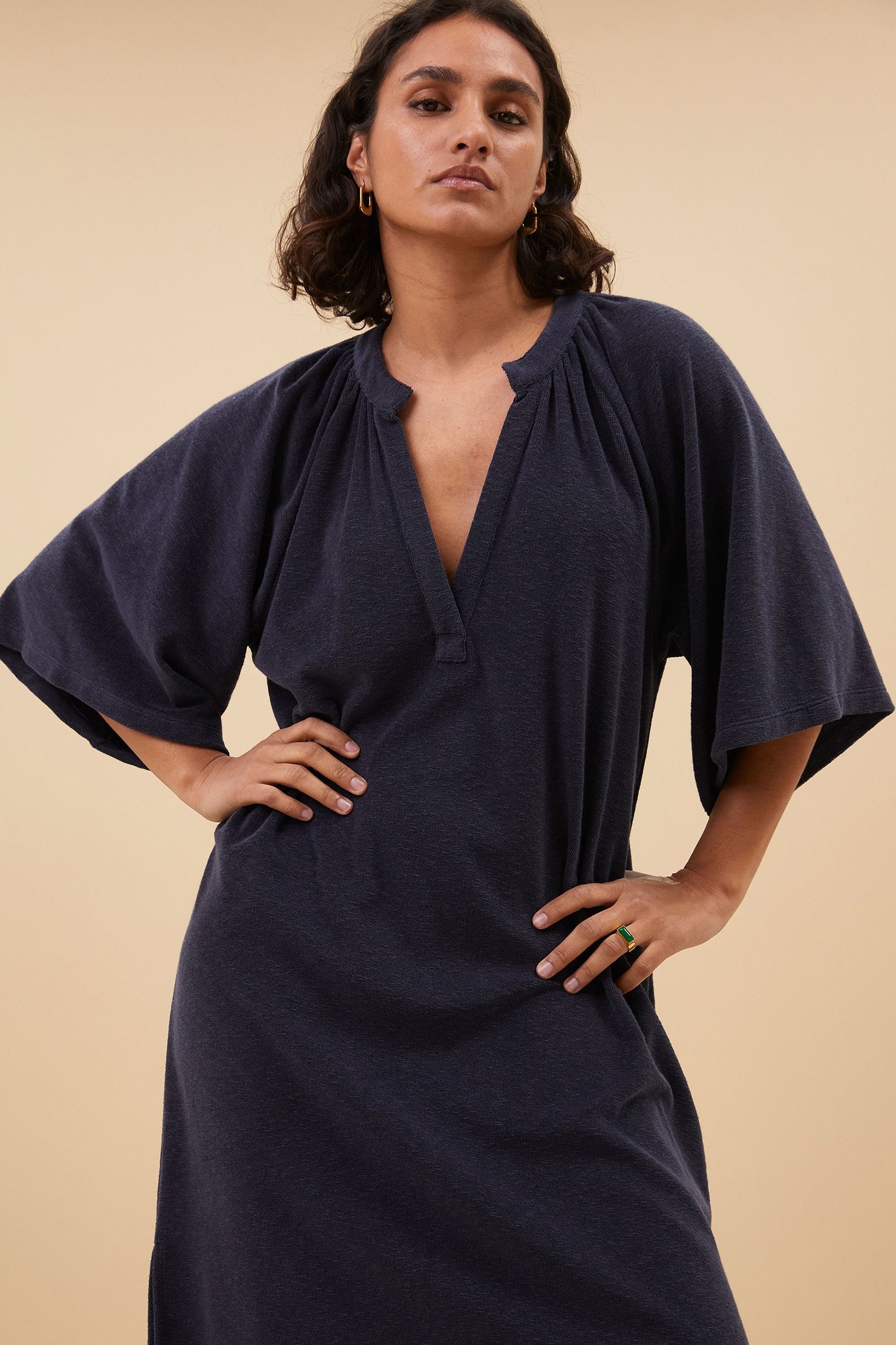 LOUISA SLUB DRESS MIDNIGHT 5