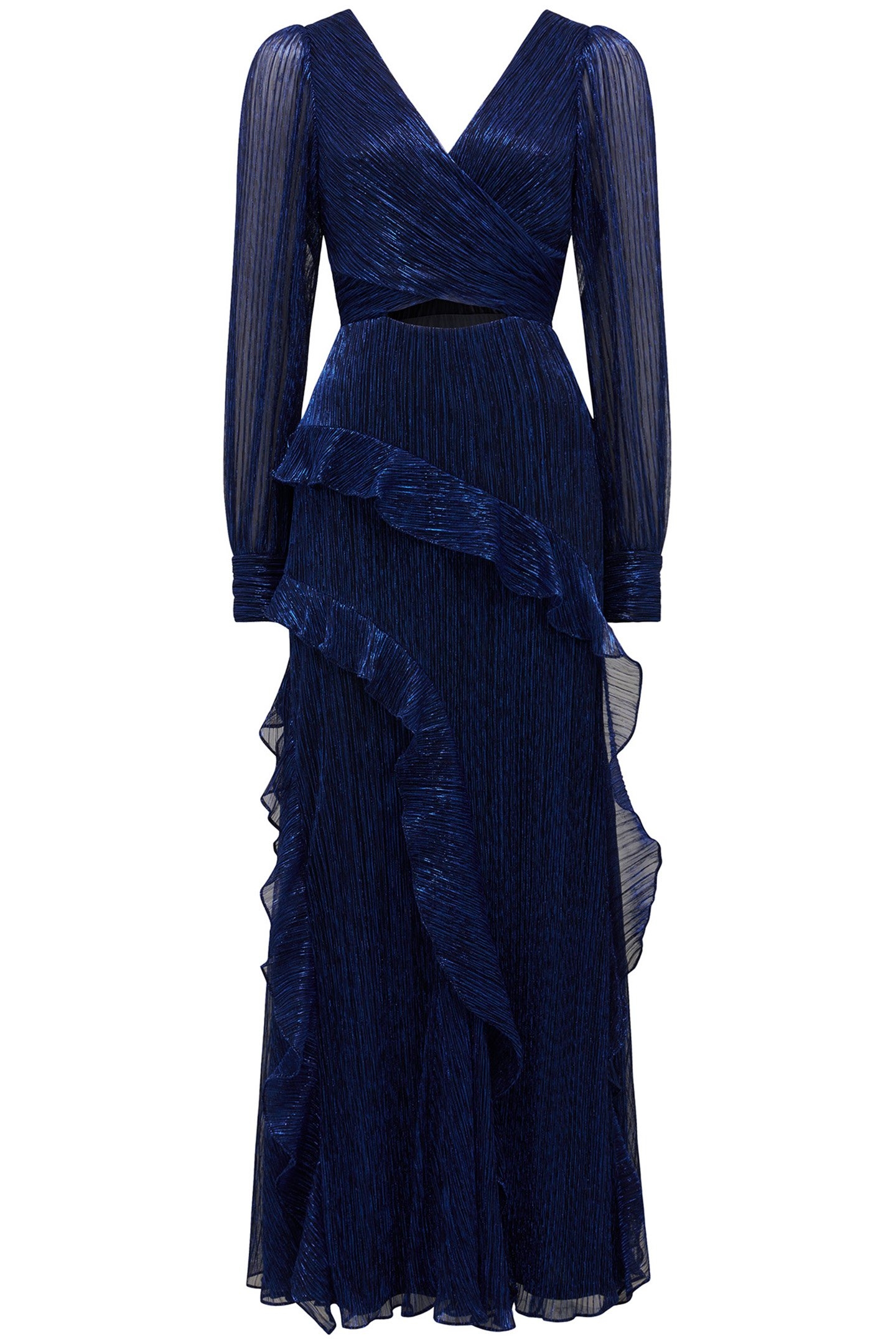 SPENCER PLISSE RUFFLE MIDI DRESS MIDNIGHT BLUE 3