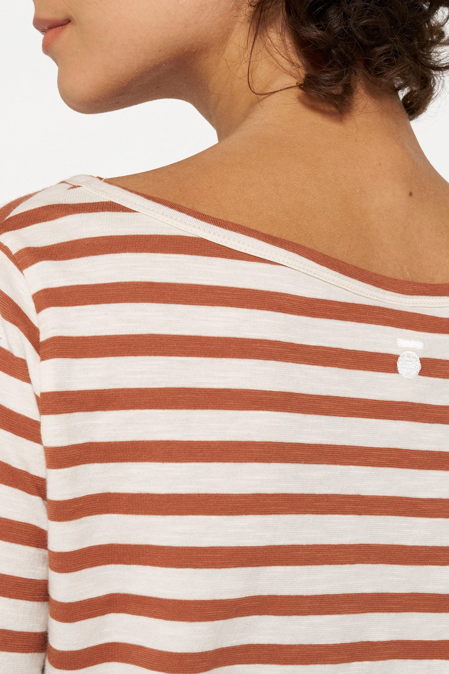 LONGSLEEVE TEE STRIPES ECRU/SADDLE BROWN 5