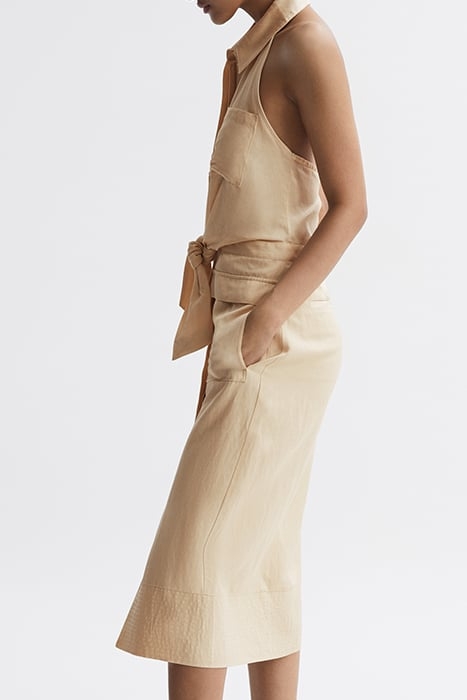 CAMILLA-LINEN HALTER MIDI NEUTRAL 5