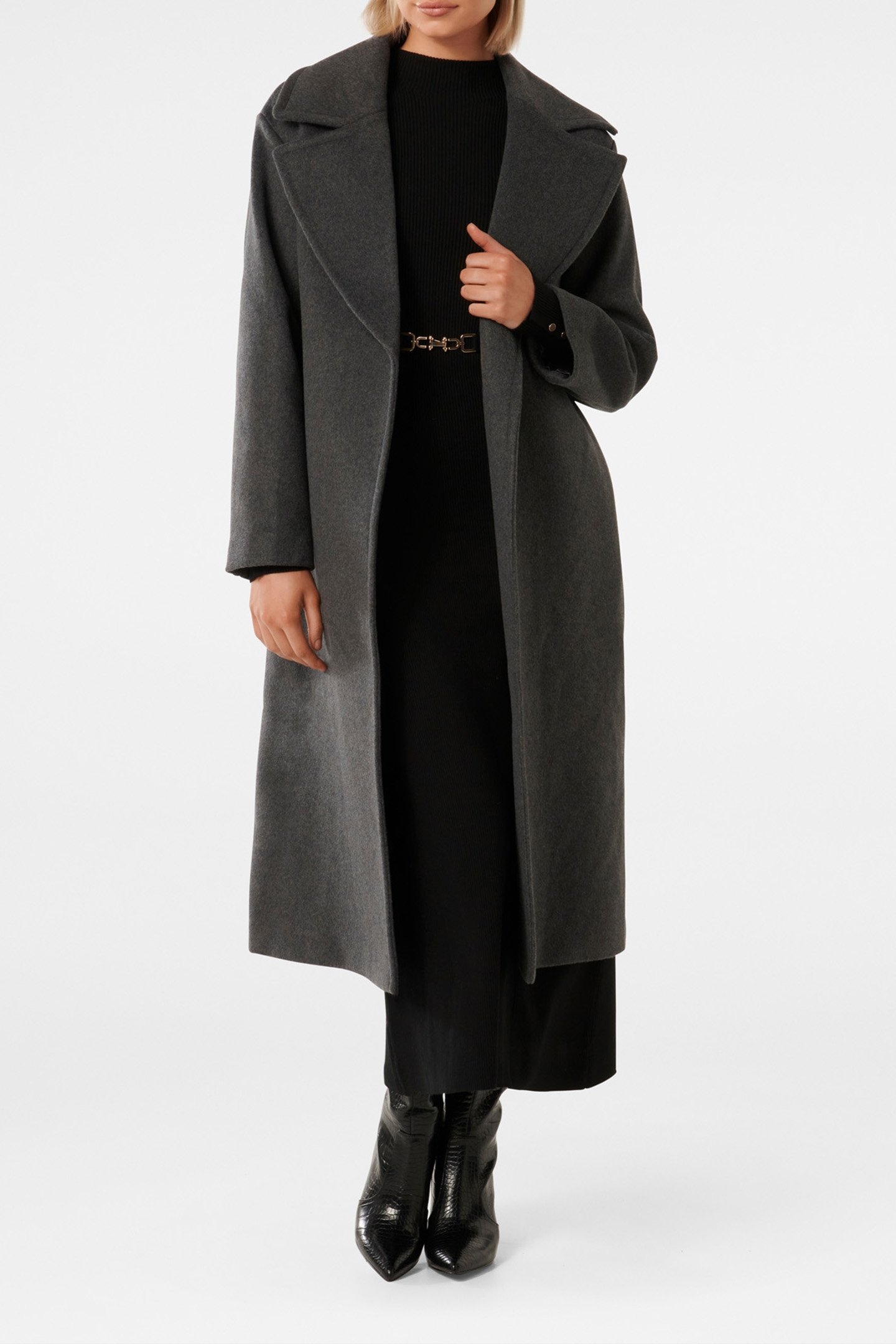 PRIYA WRAP COAT CHARCOAL GREY MARLE 5