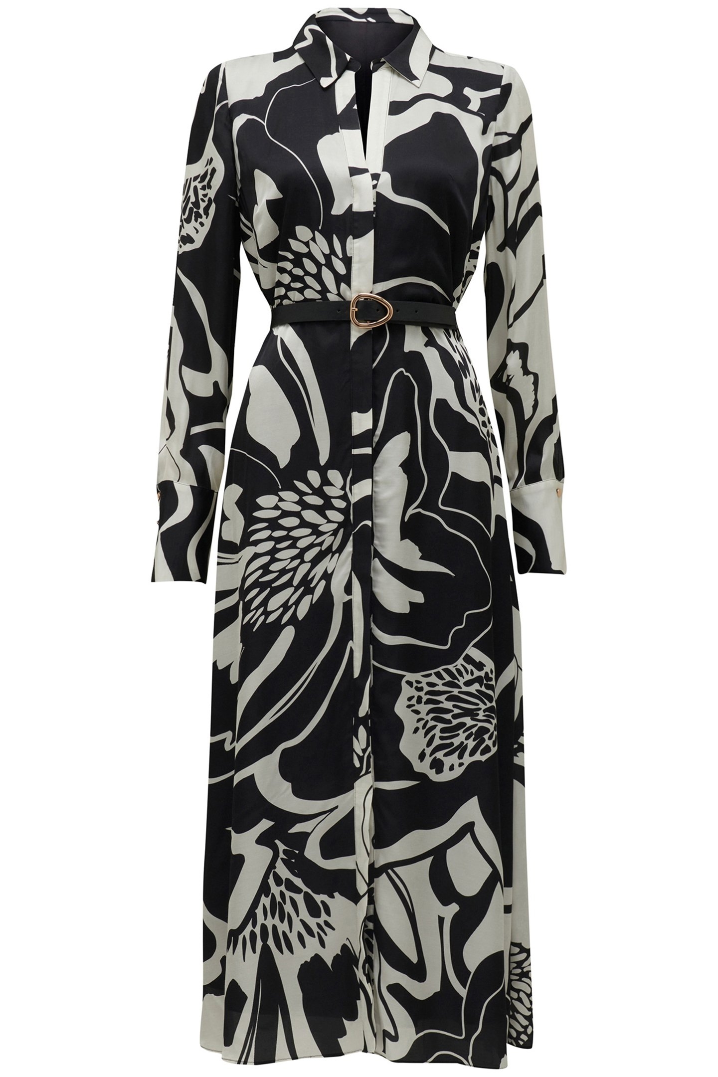 JANINE SATIN MIDI SHIRT DRESS DUNSTAN ABSTRACT 3