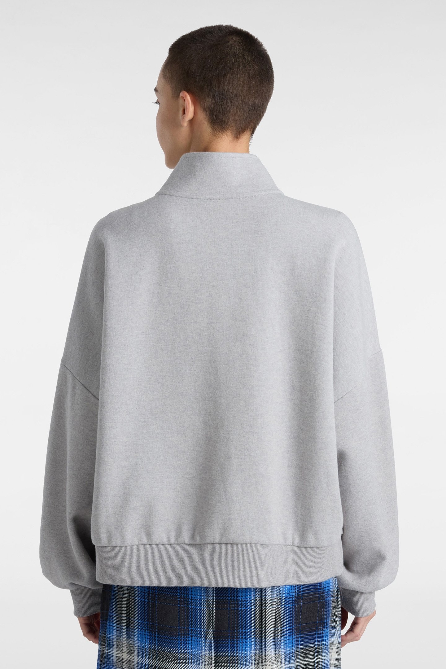 ELEVATED DOUBLE KNIT LOOSE MOCK NECK CEMENT HEATHER 2