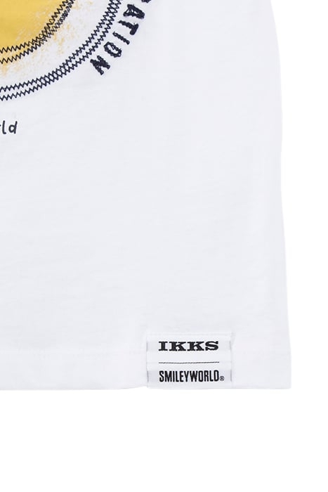 BOYS’ WHITE COTTON T-SHIRT WITH SMILEYWORLD PRINT & EMBROIDE 4