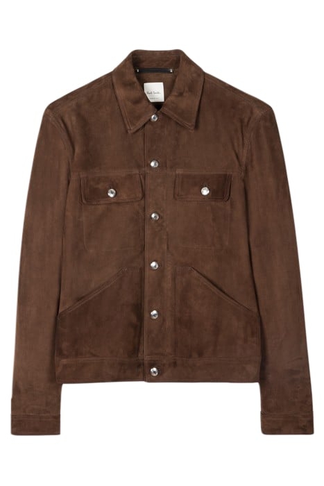 MENS SUEDE DENIM STYLE JACKET DARK BROWN 4