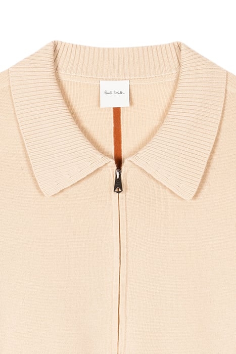 WOMENS KNITTED CARDIGAN ZIP THRU LIGHT BEIGE 6