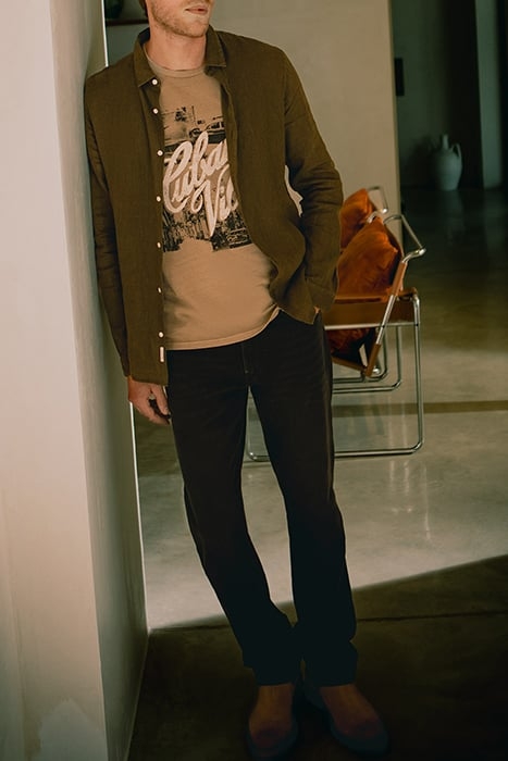 ARMY GREEN PURE LINEN SLIM SHIRT 8