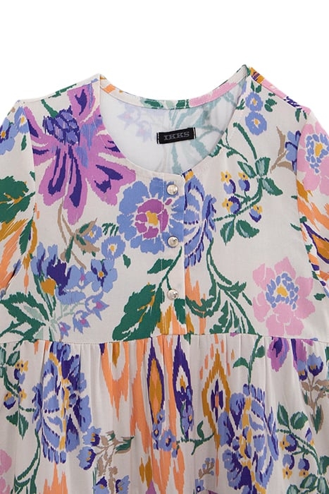 GIRLS’ WHITE LENZING™ ECOVERO™ DRESS, SUMMER FLOWER PRINT 3