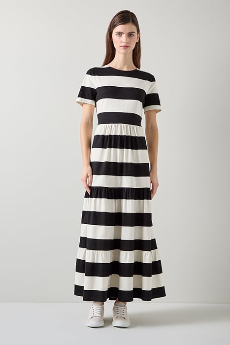 LEIGH STRIPE MAXI DRESS BLACK/CREAM 1