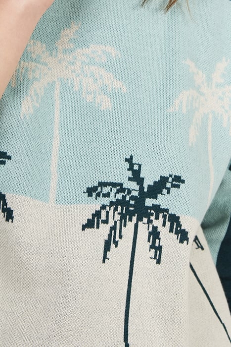 IMPERIAL GREEN PALM MOTIF JACQUARD KNIT SWEATER 6