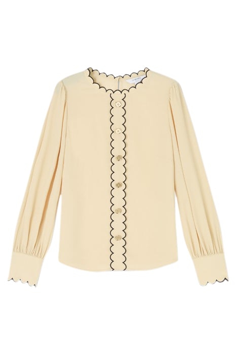 JEMIMA SCALLOP BLOUS CREAM/BLACK 4