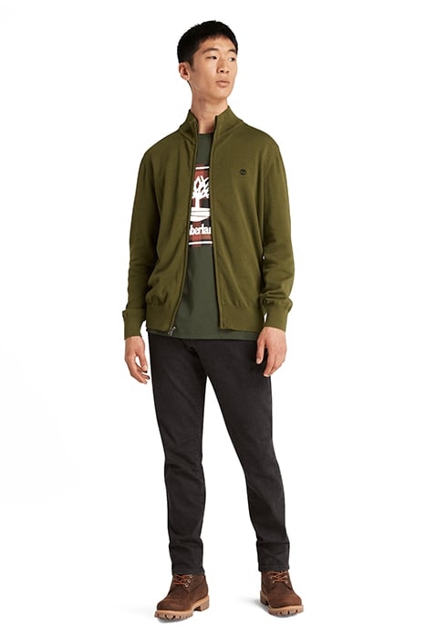 WILLIAMS RIVER COTTON YD FULL ZIP SWEATER DARK OLIVE 3