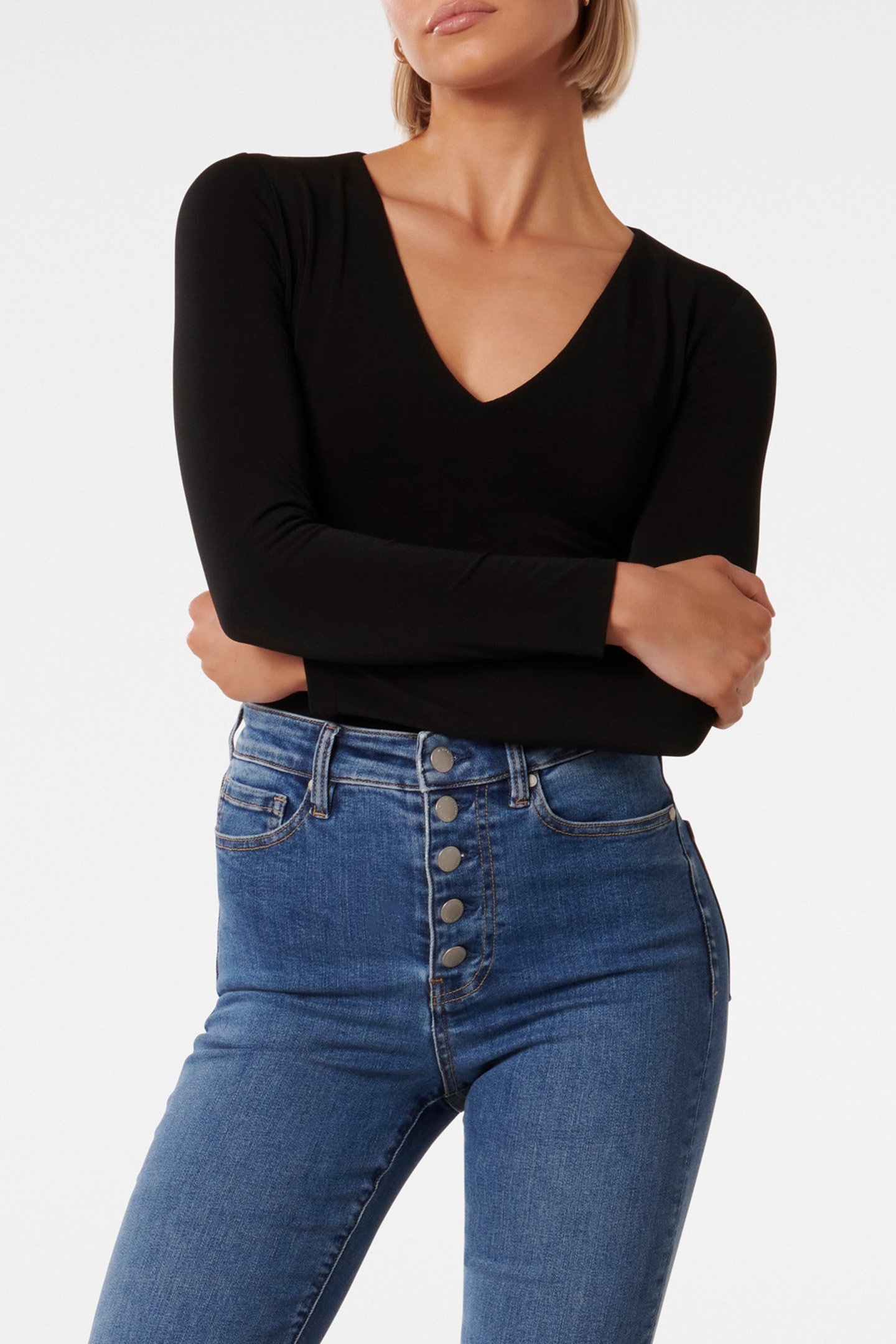 PRIYA V-NECK LONG SLEEVES TOP BLACK 1