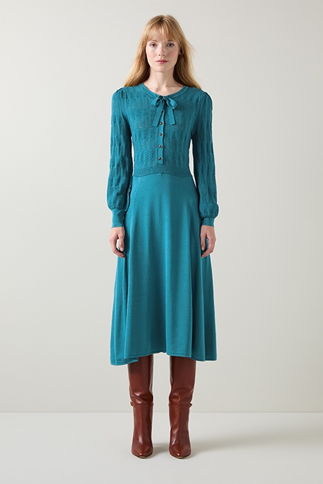 SUSANNAH KNIT MIDI DRESS TEAL 2