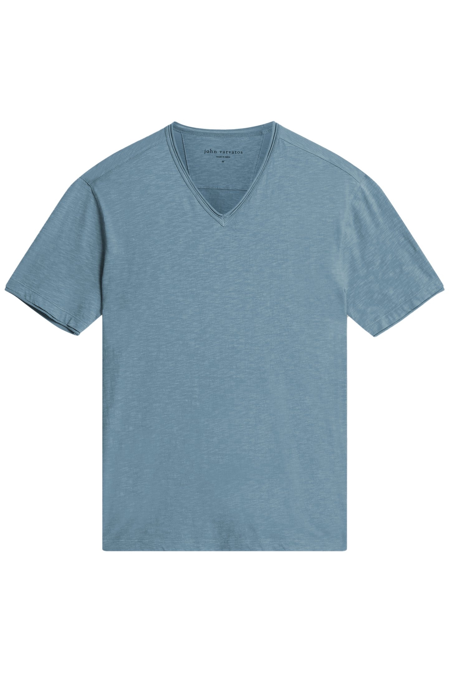 MILES SLUB V-NECK WITH CUT STEEL BLUE 2