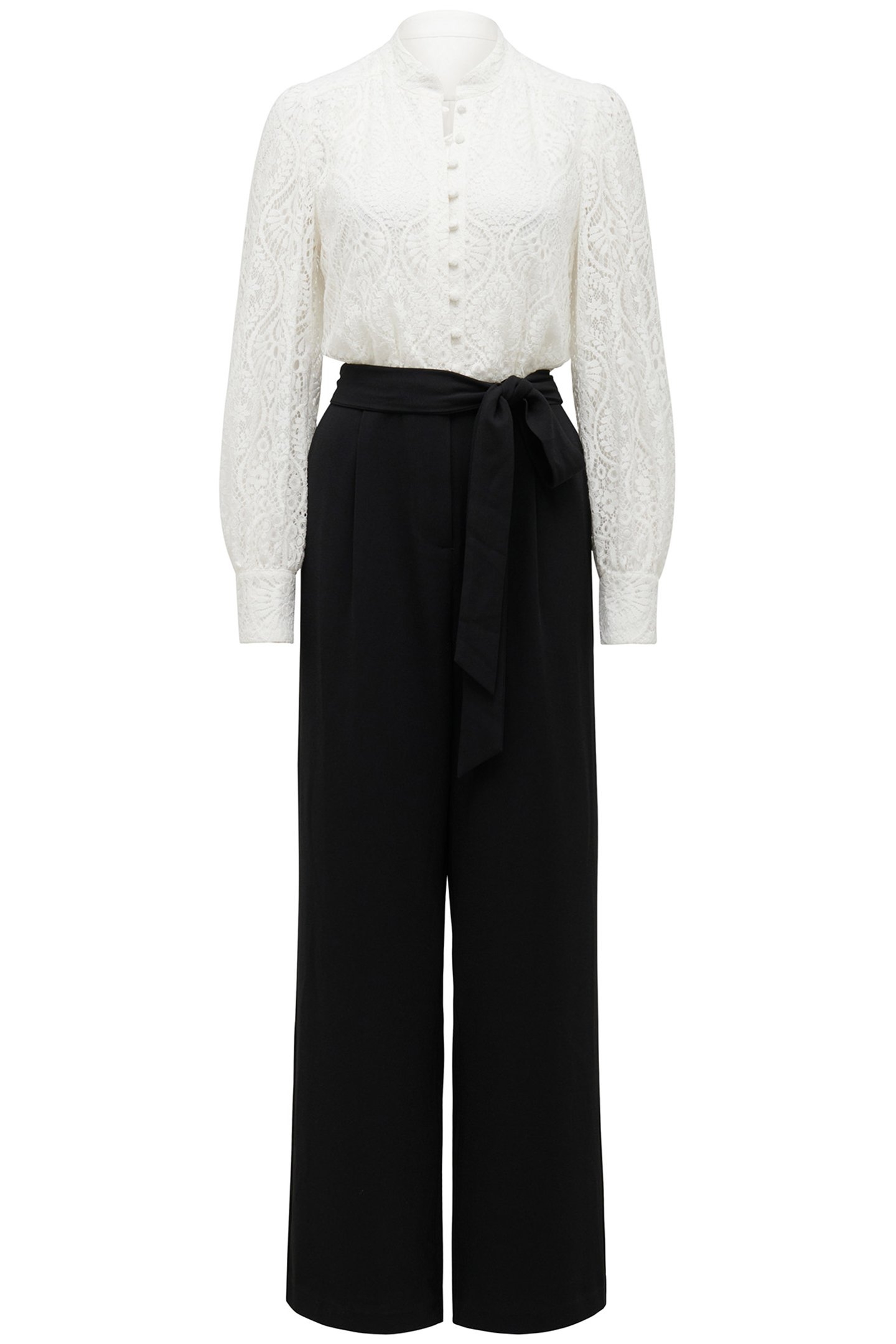 EDDIE LACE JUMPSUIT PORCELAIN/BLACK 3