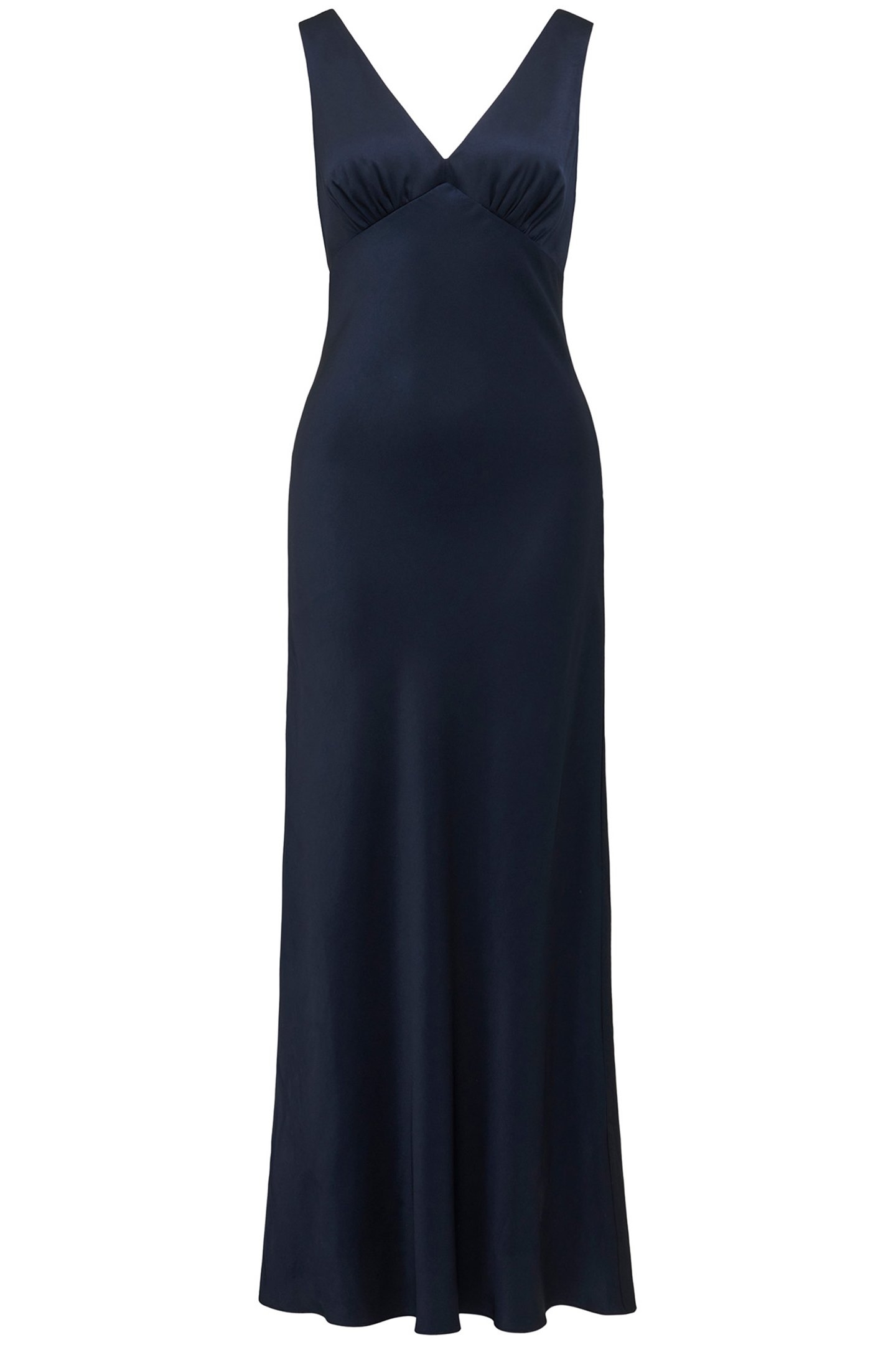CAMERON PETITE V NECK SATIN MAXI DRESS NAVY 3