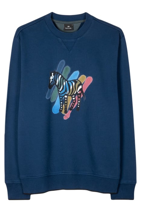 MENS REG FIT SWEATSHIRT BROAD STRIPE ZEB COBALT BLUE 1