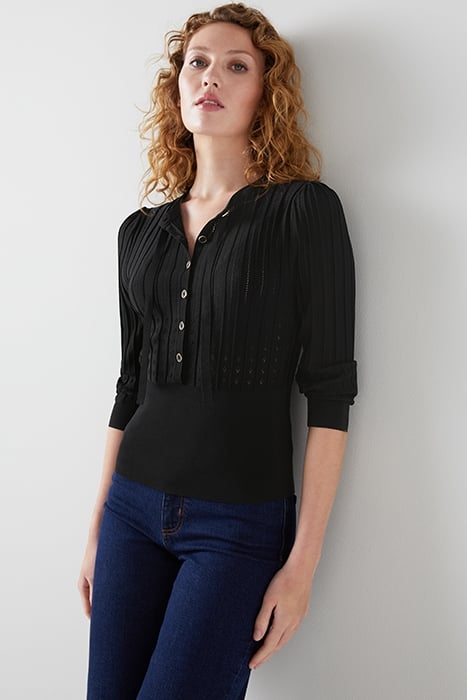 FREIDA POINTELLE KNITTED SWEATER BLACK 1