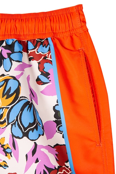 MEN SWIM SHORT FLRL BORDER RED 3