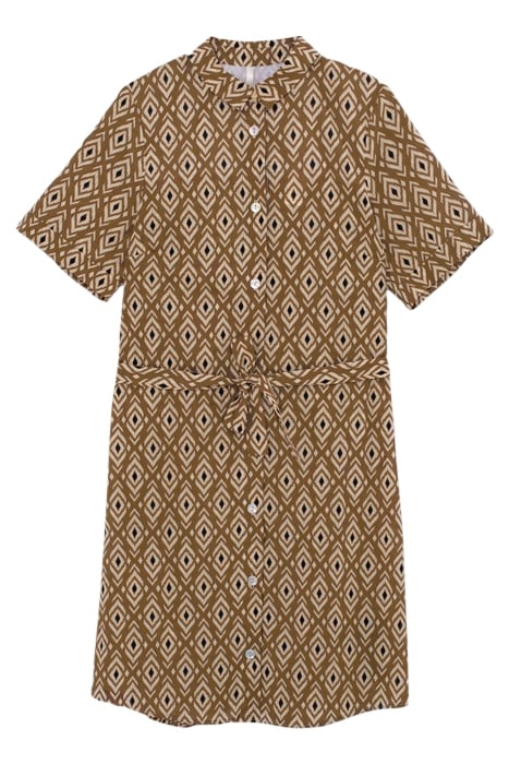 BEIGE SHIRT DRESS WITH ETHNIC BOHO PRINT 4