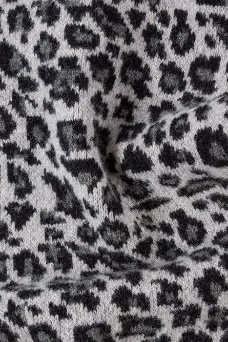 WOMEN SCARF LEOPARD POM GREY 3