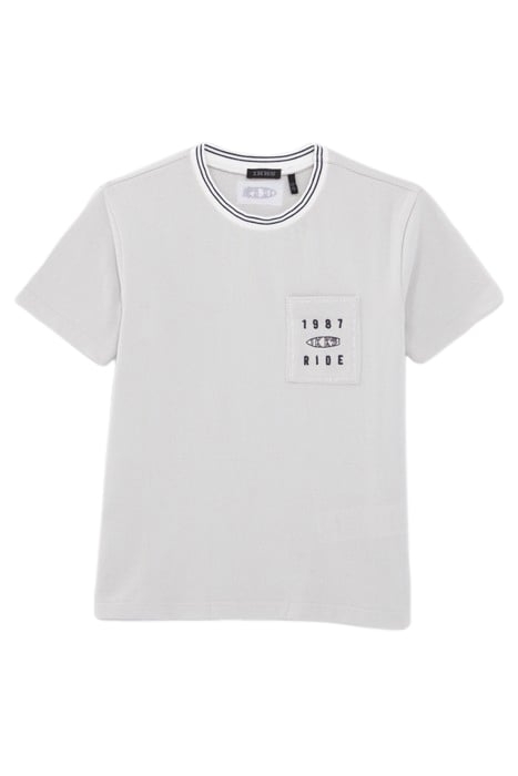 BOYS’ GREY PIQUE KNIT T-SHIRT WITH EMBROIDERED POCKET 1